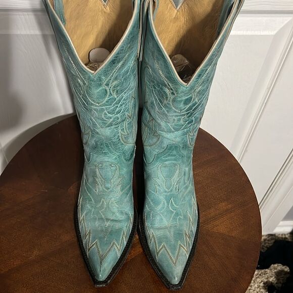 🔥 Yippee Ki Yay Old Gringo Embroidered Turquoise Cowboy Boots - Women's Sz 7.5B - Picture 5 of 15